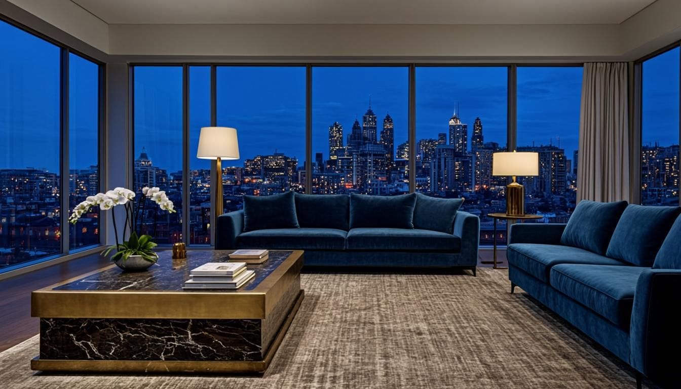 An immaculate luxury Toronto penthouse living room, cleaned to the Astraleaf standard